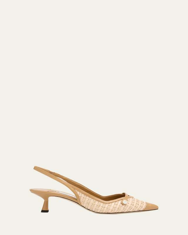 Amita 45 Raffia Slingback Pumps